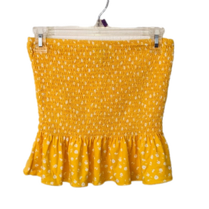 RUE 21 Yellow Tube Top w. White Floral Pattern